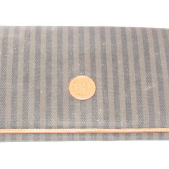 Fendi Brown Black Thin Striped Coated Canvas - Picture 1 of 10